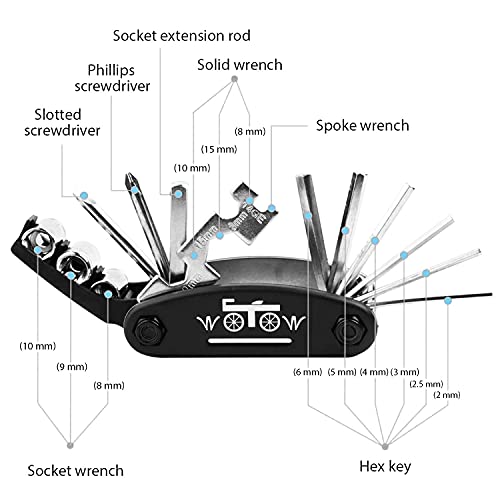 WOTOW 16-in-1 Bike Repair Tool Kit with Tire Levers