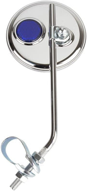 PRO+ 7" Chrome Steel Bolt-On Bike Rear View Mirror with Reflector
