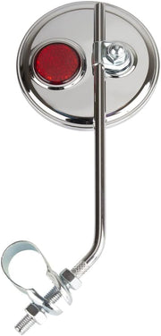 PRO+ 7" Chrome Steel Bolt-On Bike Rear View Mirror with Reflector