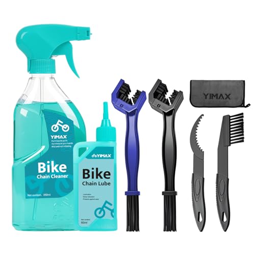 YIMAX Bike Chain Cleaning Kit with Lube & Brushes, 410ml