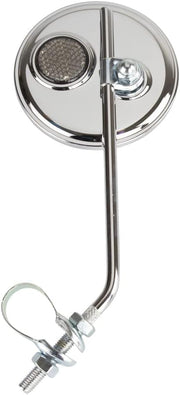 PRO+ 7" Chrome Steel Bolt-On Bike Rear View Mirror with Reflector
