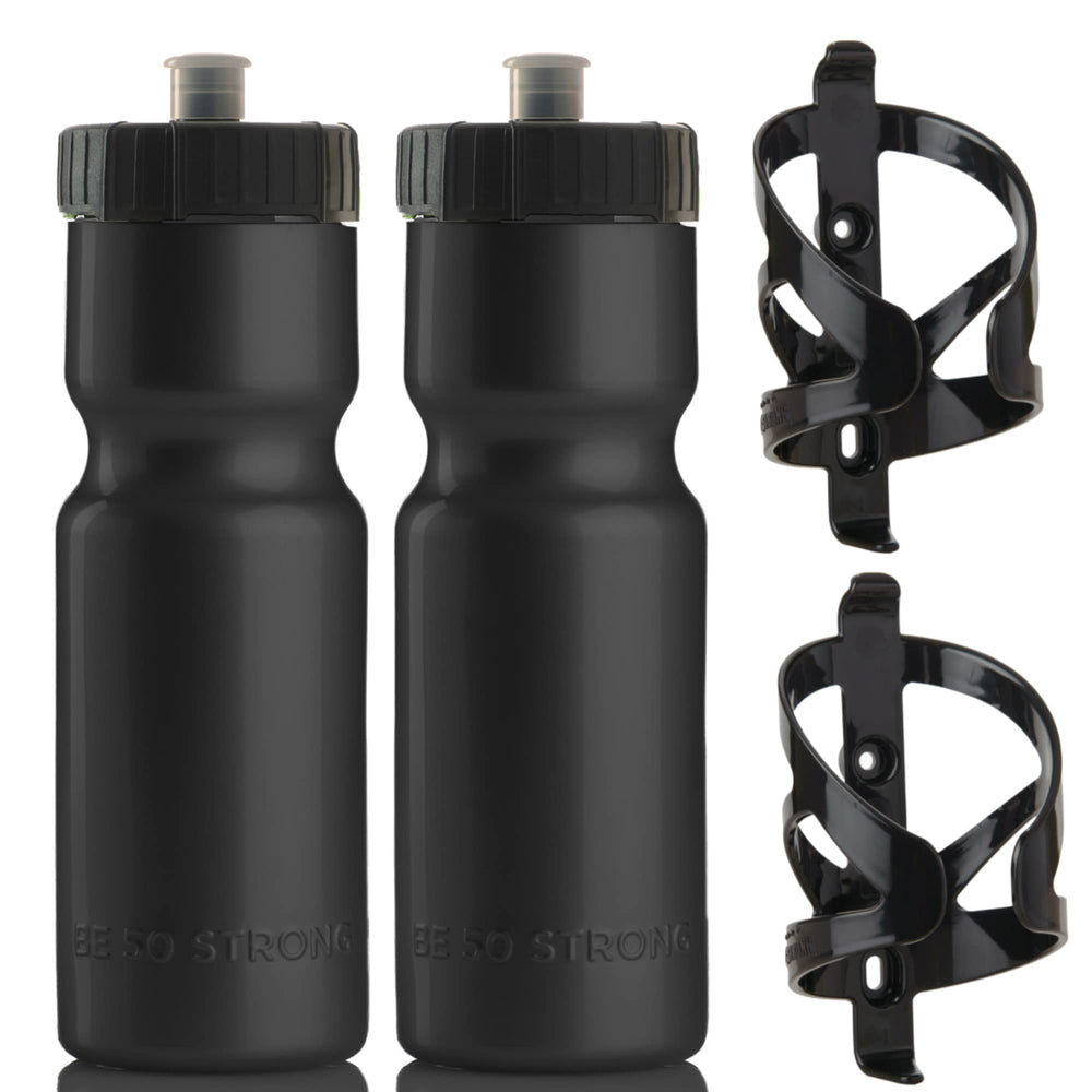 50 Strong 2-Pack 22 oz Bike Bottles & Bottle Cages