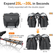 Danuosie Water-Resistant Double Bike Panniers with Reflective Strips