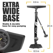 BV 160 PSI Bike Floor Pump with Presta & Schrader Valve