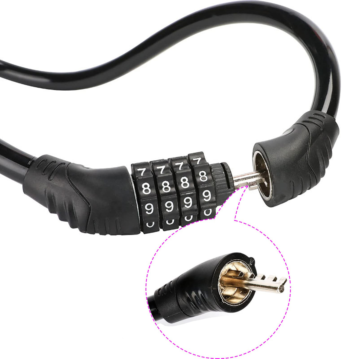 2-Pack 4-Digit Resettable Combination Bike Cable Locks