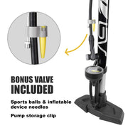 BV 160 PSI Bike Floor Pump with Presta & Schrader Valve