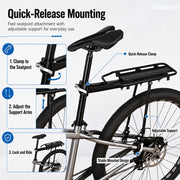 Adjustable Quick-Release Bike Rear Cargo Rack Mount