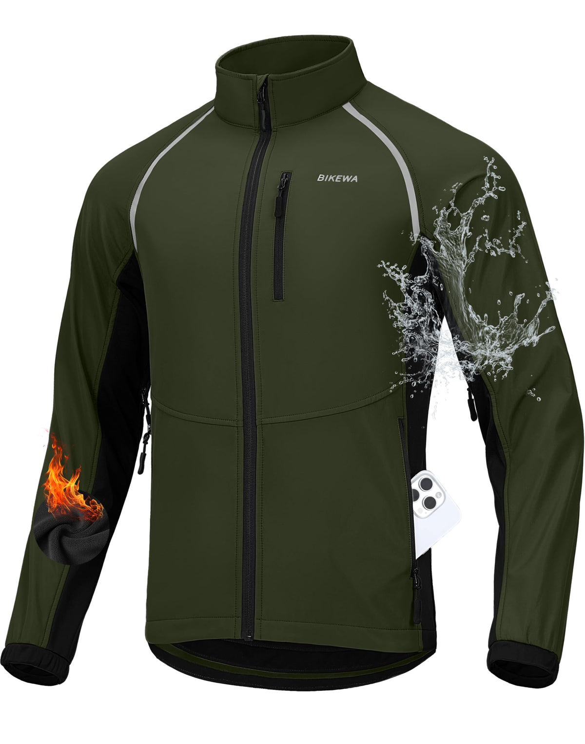 Bikewa Men's Thermal Water-Resistant Winter Cycling Jacket