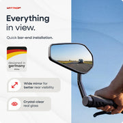 WITTKOP 360° Foldable HD Bike Handlebar Mirror, Break-Proof
