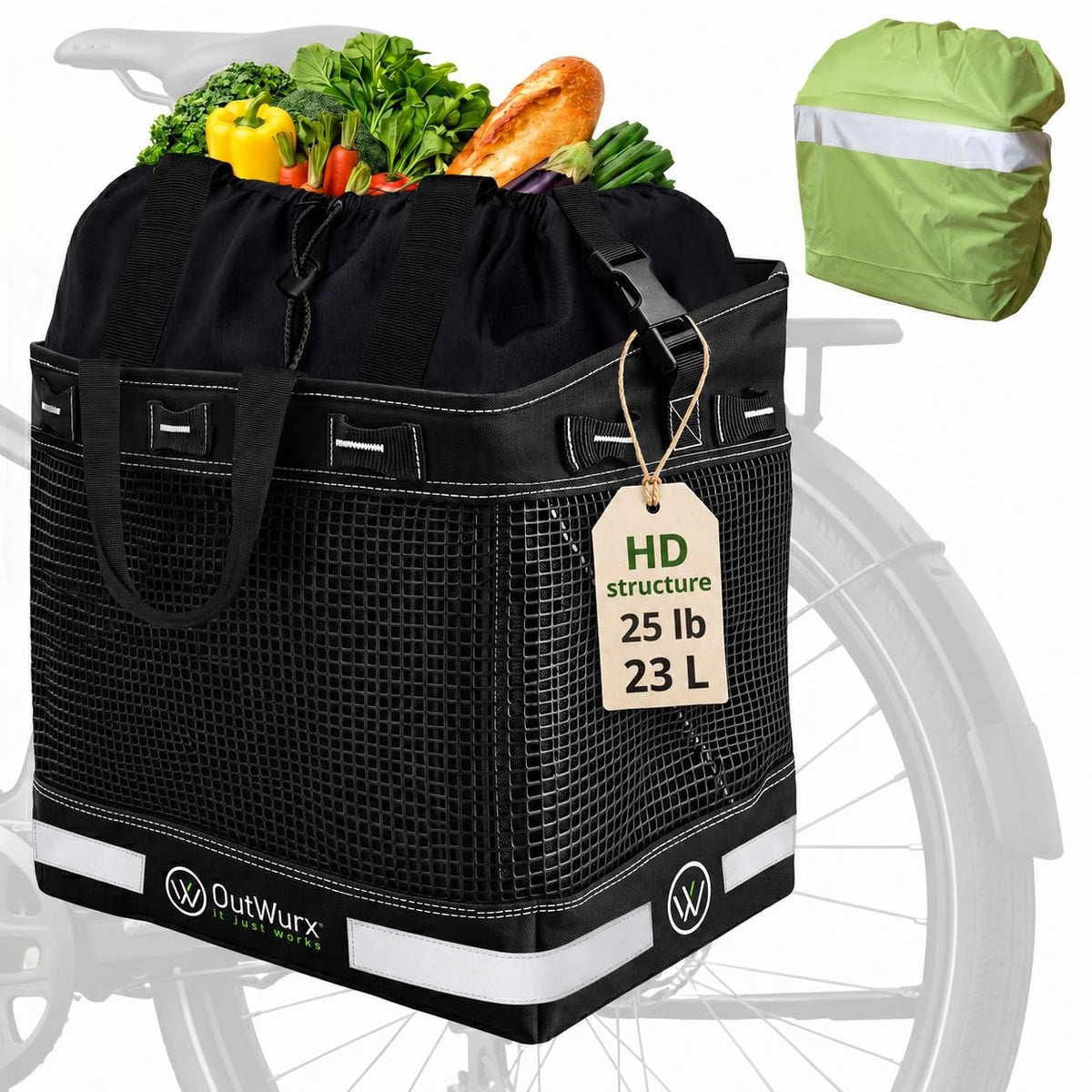 RideSecure Grocery Bike Pannier with 3-Point Lock System