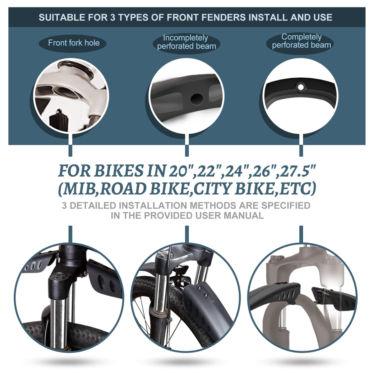 R2Depot Adjustable Bike Fender Set for 22–27.5" Bikes