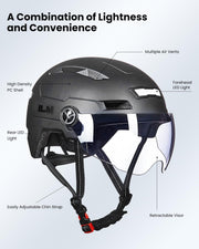 ILM E3-10L Adult Bike Helmet with Front & Rear LED Lights