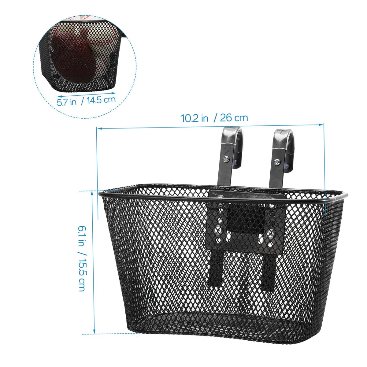 Universal Iron Front Bike Basket with Mounting Straps