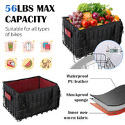 Quick-Release Folding Rear Bike Basket with Waterproof Liner