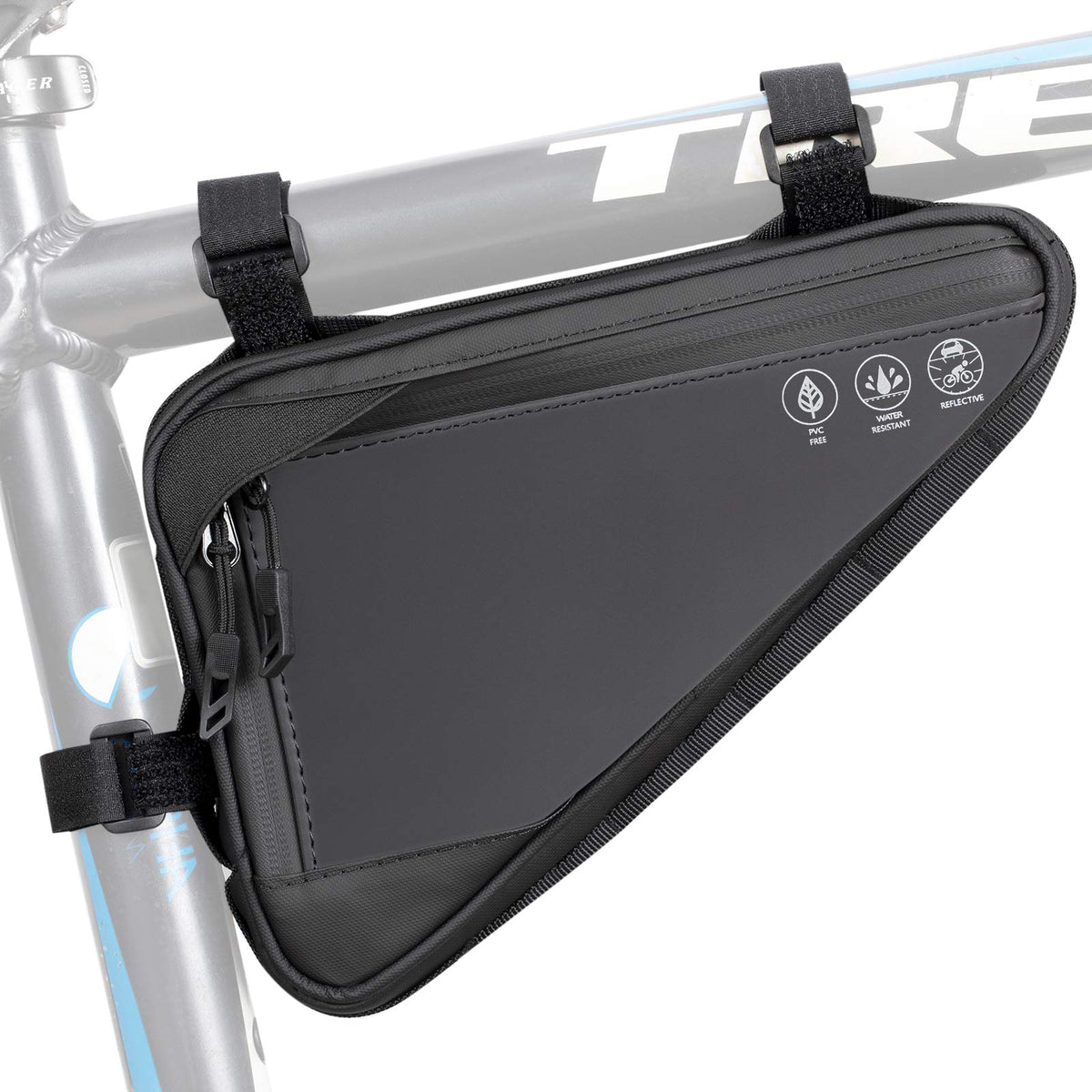WOTOW 2L Water-Resistant Reflective Triangle Bike Frame Bag