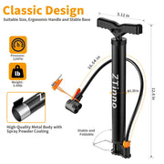 ZTinno Portable Bike Floor Pump for Presta & Schrader