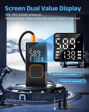 Cordless Portable Tire Inflator with Dual Digital Display