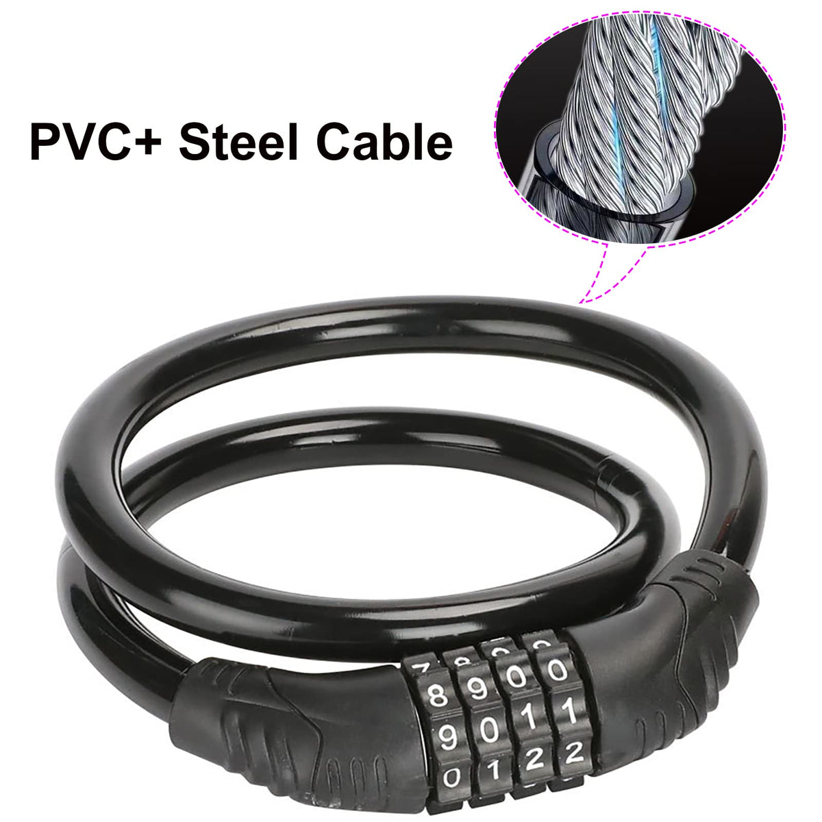 2-Pack 4-Digit Resettable Combination Bike Cable Locks