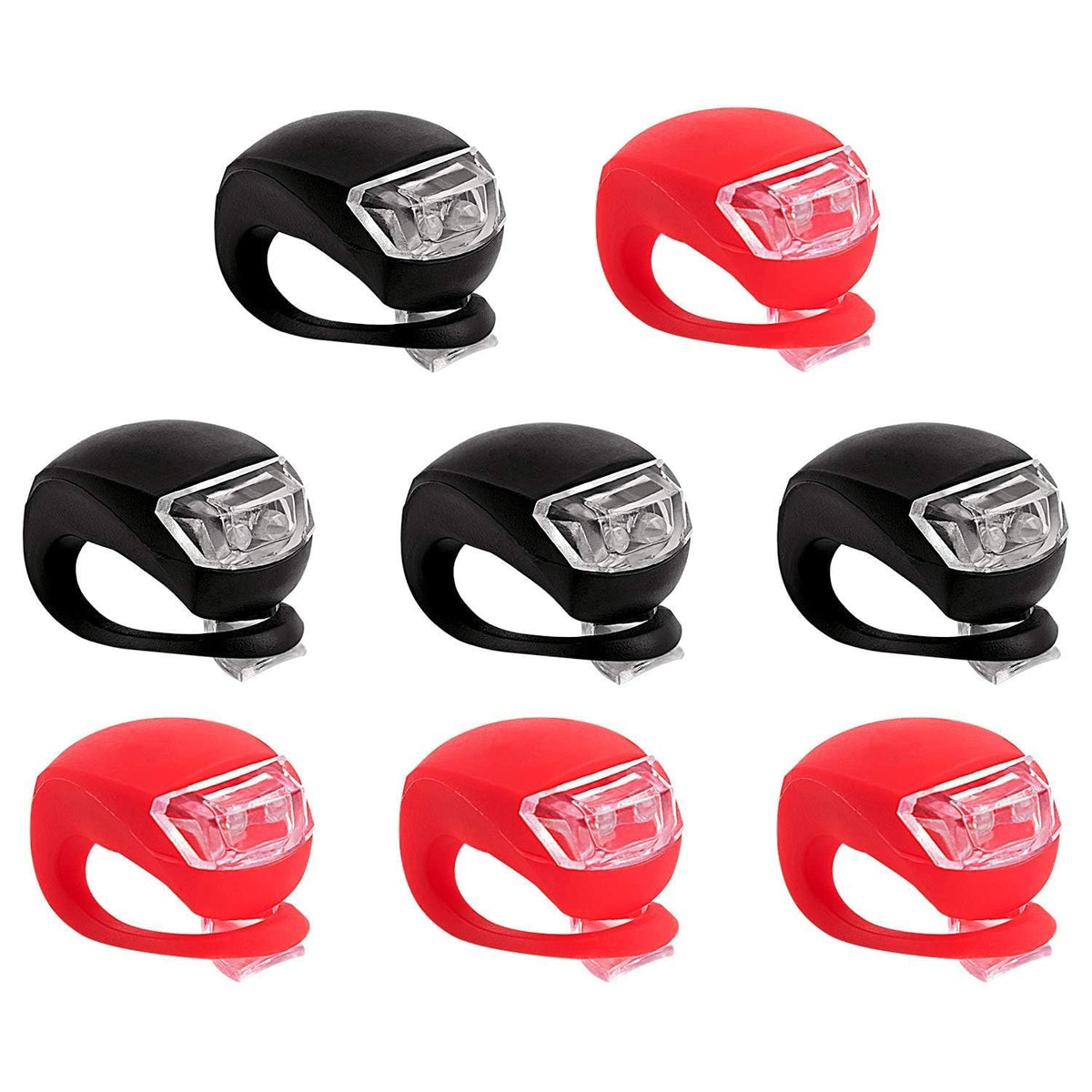 8-Pack Waterproof Silicone LED Front & Rear Bike Lights