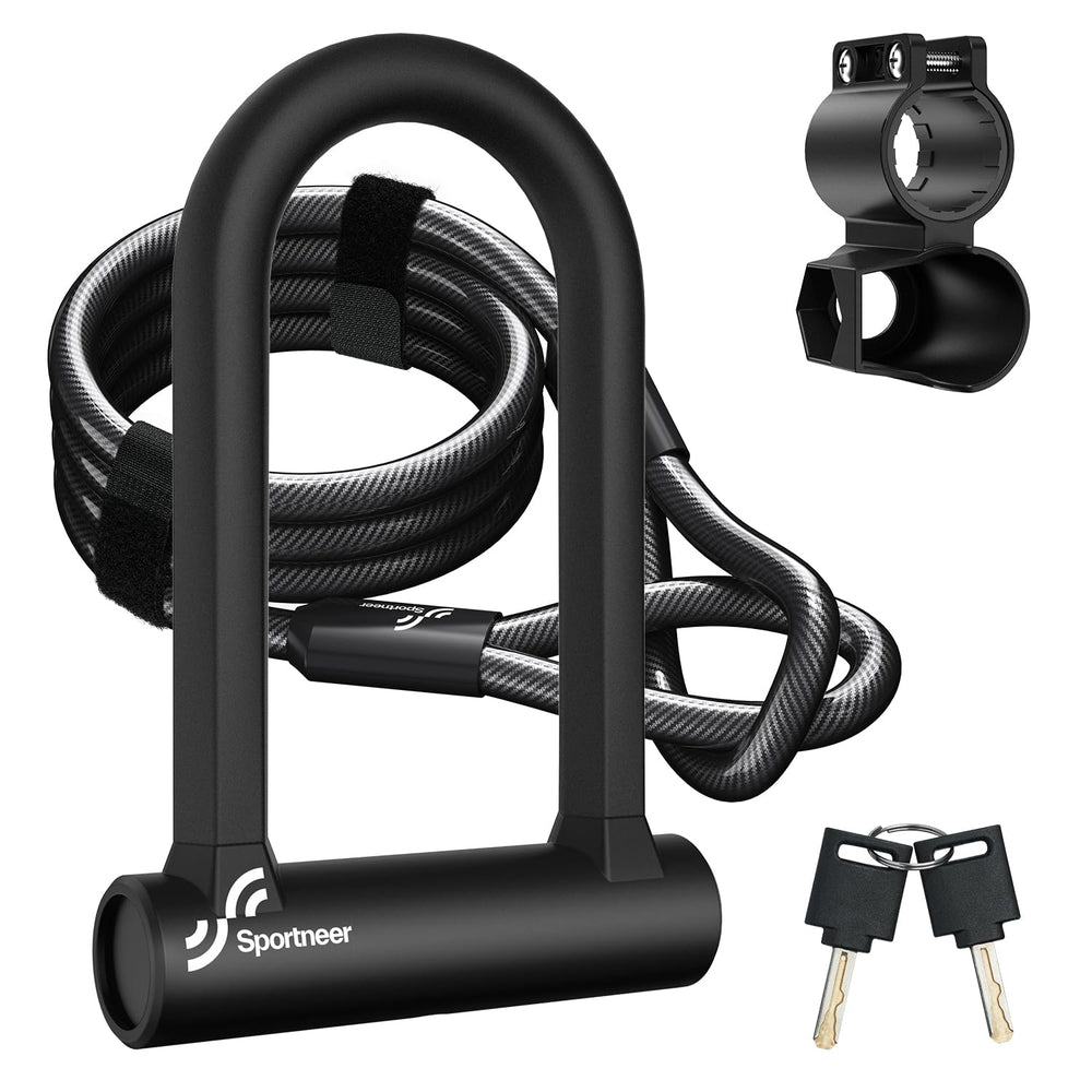 Sportneer Heavy-Duty Bike U-Lock with 5ft Security Cable