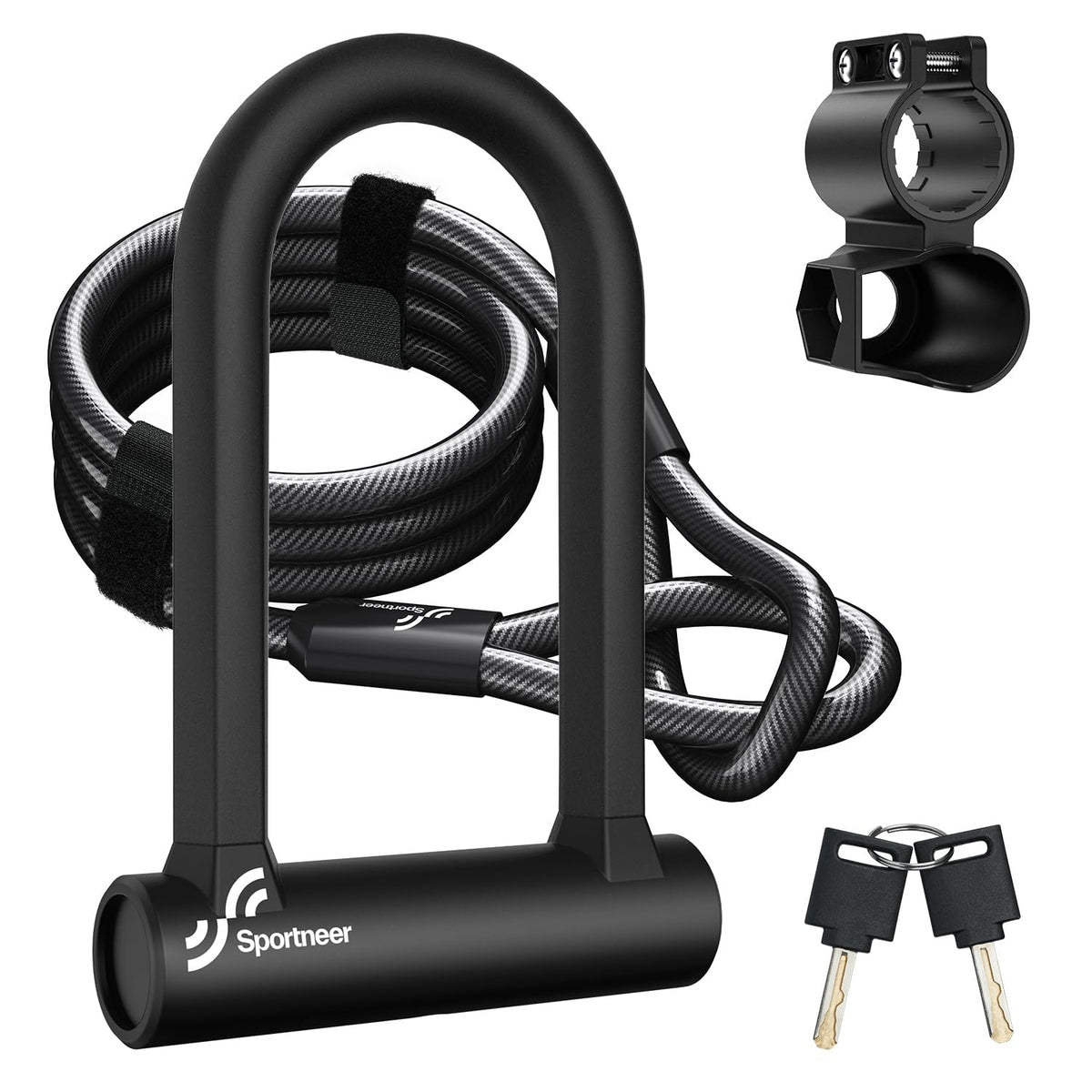 Sportneer Heavy-Duty Bike U-Lock with 5ft Security Cable