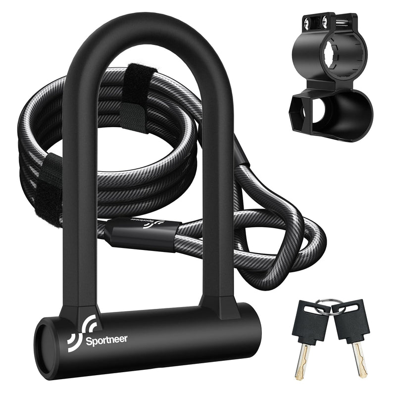 Sportneer Heavy-Duty Bike U-Lock with 5ft Security Cable