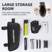 ROCKBROS 1.3L Lightweight Top Tube Bike Bag with Elastic Cord