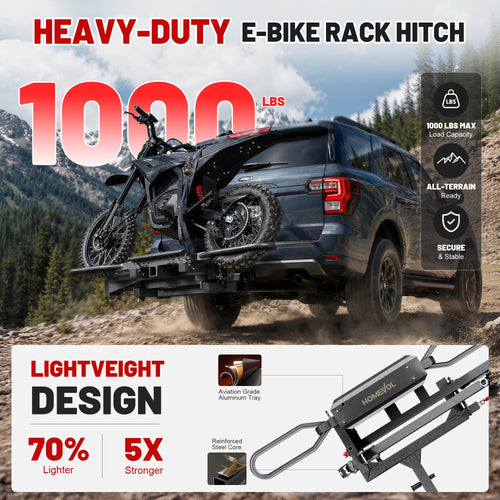 1-Bike Hitch Rack with Ramp, 1000 lb Capacity & Anti-Rattle