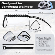 Adjustable Bike Helmet Mirror with Rear Safety Reflector