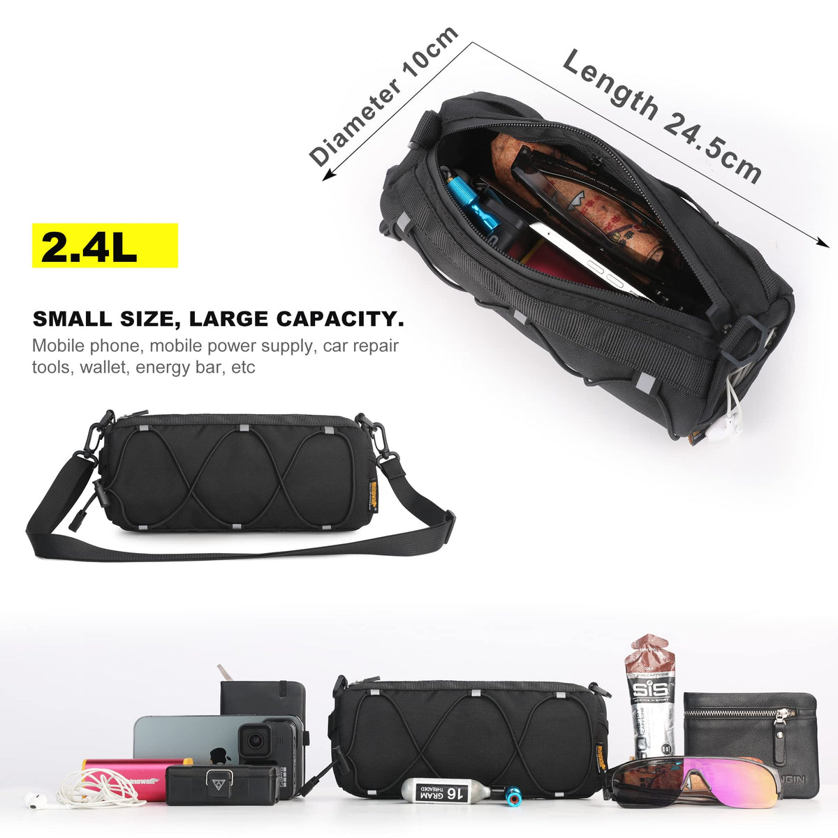 Rhinowalk Bike Handlebar Storage Bag with Shoulder Strap