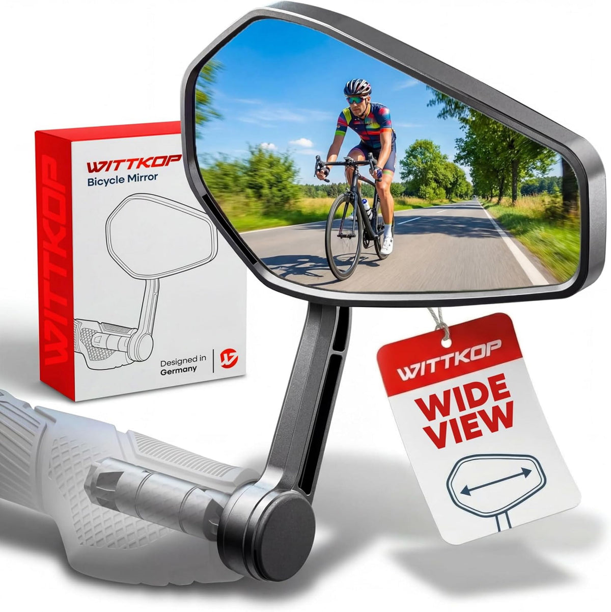 WITTKOP 360° Foldable HD Bike Handlebar Mirror, Break-Proof