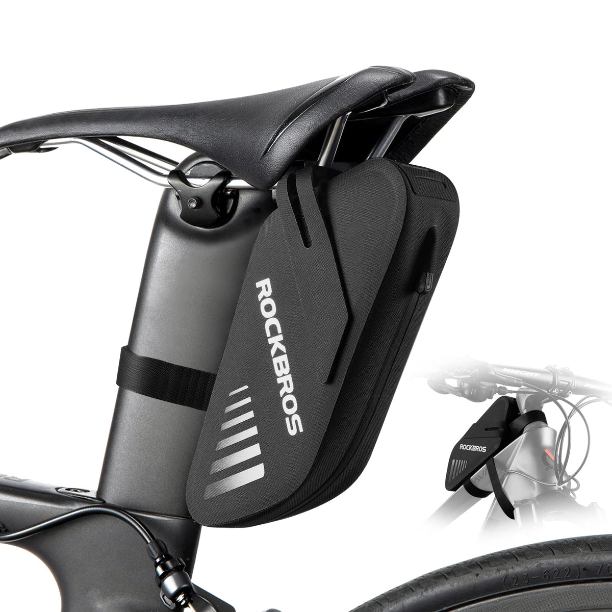 ROCKBROS 0.6L Waterproof Bike Saddle & Frame Bag