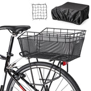 Rear Bike Basket with Cargo Net & Waterproof Cover