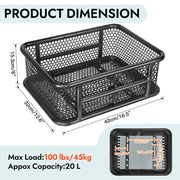 RAYMACE Large Bike Basket with Waterproof Cover & Cargo Net