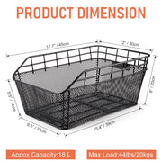 Rear Bike Basket with Cargo Net & Waterproof Cover