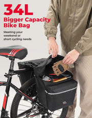 KEMIMOTO Water-Resistant Bike Pannier Bag with Reflective Trim