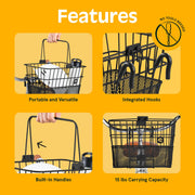 Retrospec Apollo Detachable Steel Front Bike Basket with Handle
