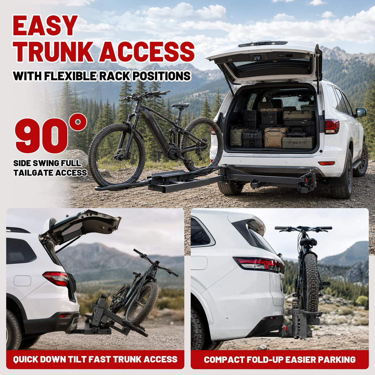 1-Bike Hitch Rack with Ramp, 1000 lb Capacity & Anti-Rattle