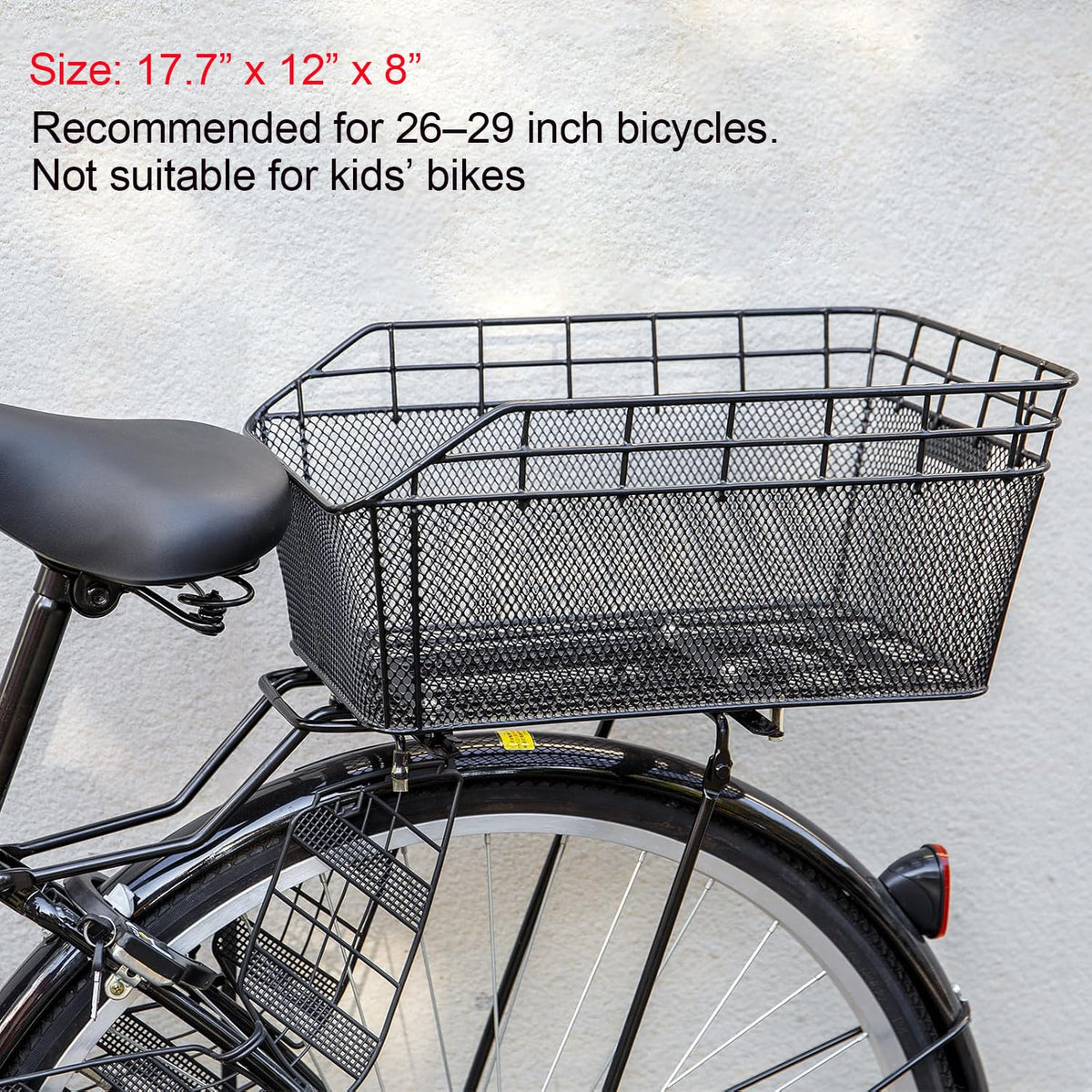 Rear Bike Basket with Cargo Net & Waterproof Cover