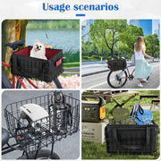 Quick-Release Folding Rear Bike Basket with Waterproof Liner