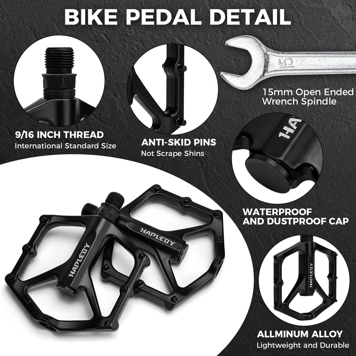 Hapleby 9/16" Flat Bike Pedals with 2 Sealed Bearings