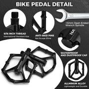 Hapleby 9/16" Flat Bike Pedals with 2 Sealed Bearings