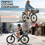 RAYMACE Large Bike Basket with Waterproof Cover & Cargo Net