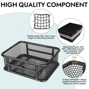 RAYMACE Large Bike Basket with Waterproof Cover & Cargo Net
