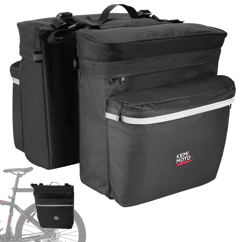 KEMIMOTO Water-Resistant Bike Pannier Bag with Reflective Trim