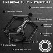 Hapleby 9/16" Flat Bike Pedals with 2 Sealed Bearings